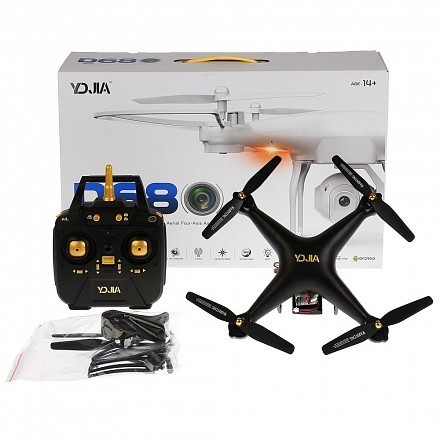 

Квадрокоптер YDJIA D68 Р/У, камера, свет, Wi-Fi, запасные лопости, 46-30-13 см, черный