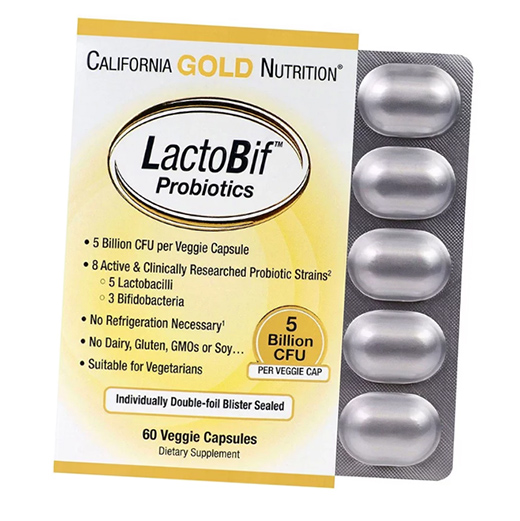 

Пробиотики, LactoBif Probiotics 5 Billion, California Gold Nutrition 60вегкапс (69427001)