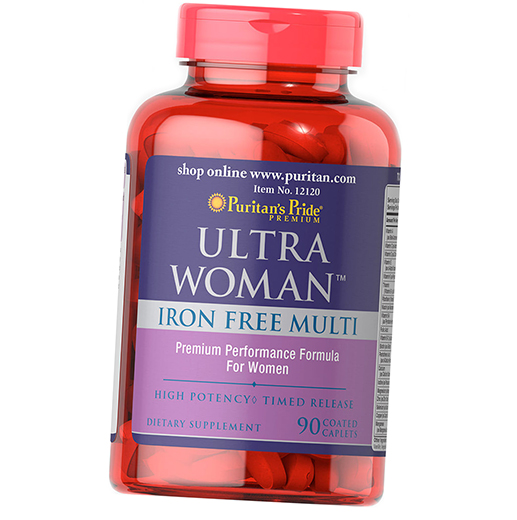 

Мультивитамины для женщин без железа, Ultra Woman Iron Free Multi, Puritan's Pride 90каплет (36367091)