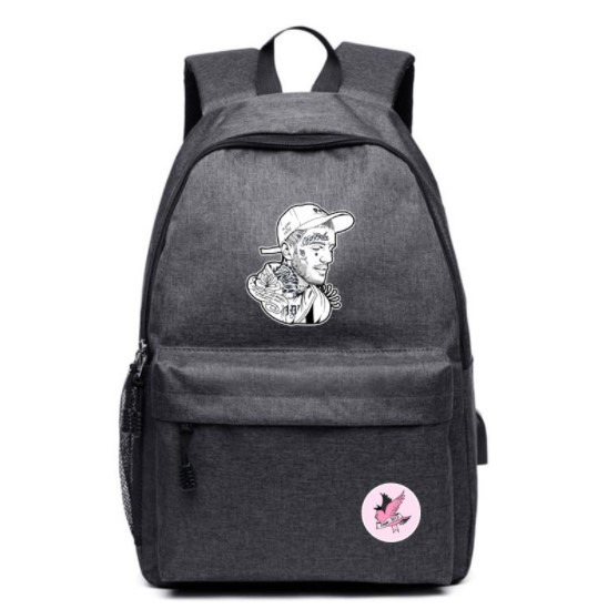 

Рюкзак Jsstore Lil peep С USB и Аудио Портом с Цепями Темно-Серый