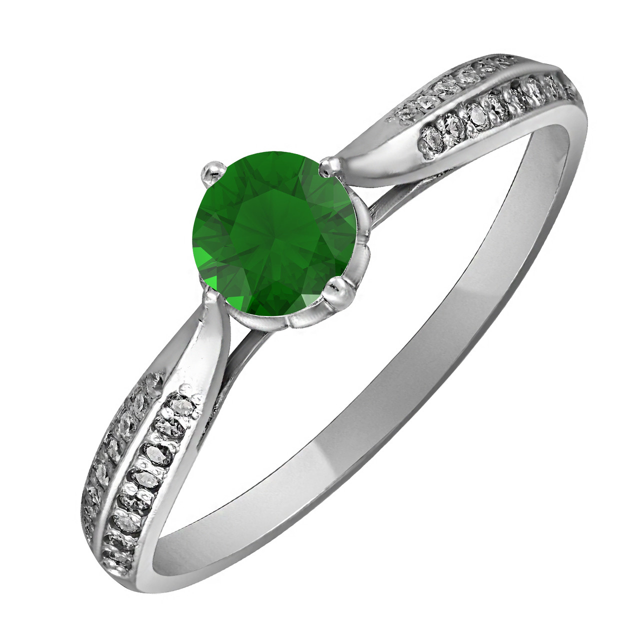 

Кольцо из серебра с зелёным кубическим цирконием Jewelry 19 размер 1.4 г (К007з-19.0)