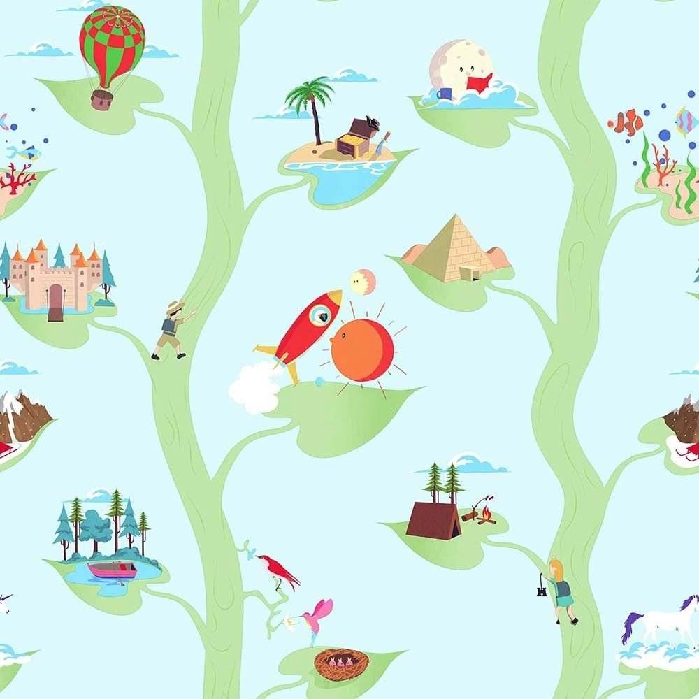 

Виниловые обои на флизилиновой основе Limonta Play 97614 голубой растительный (природа)
