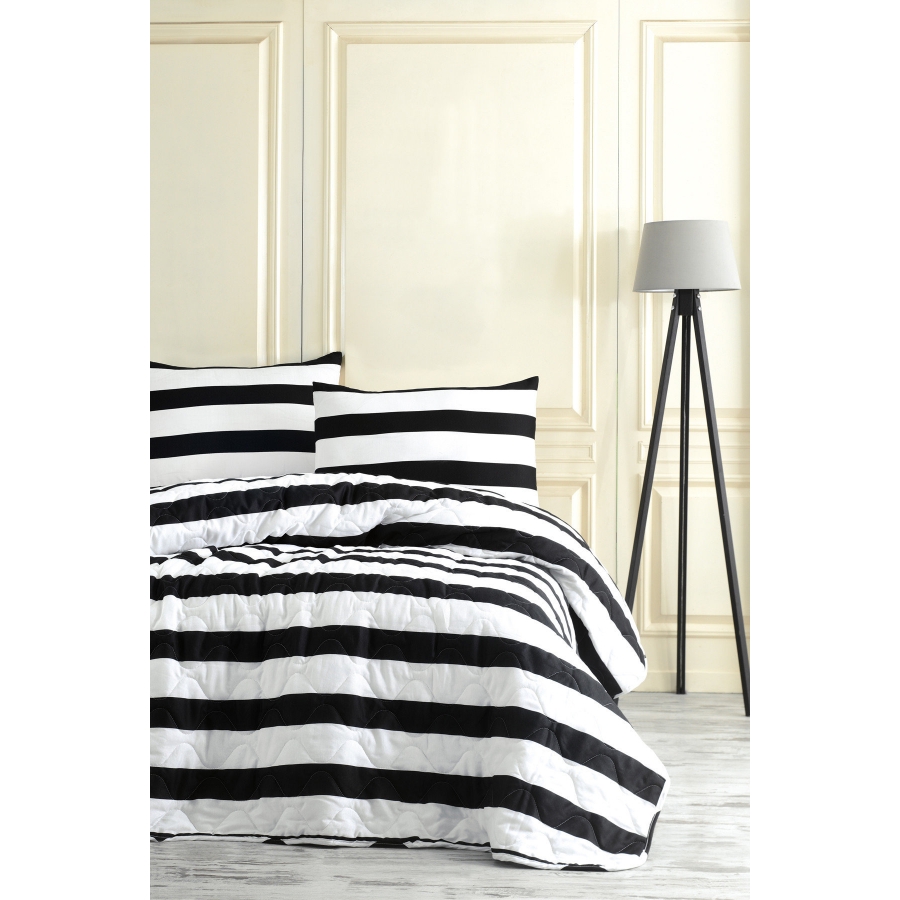 

Покрывало стеганное с наволочкой Eponj Home B&W - Line 160*220