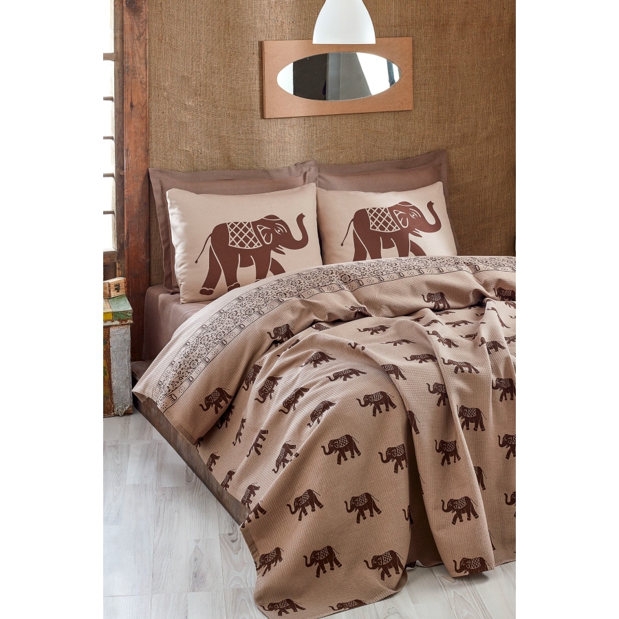 

Покрывало пике Eponj Home - Fil kahve кофе вафельное 200*235
