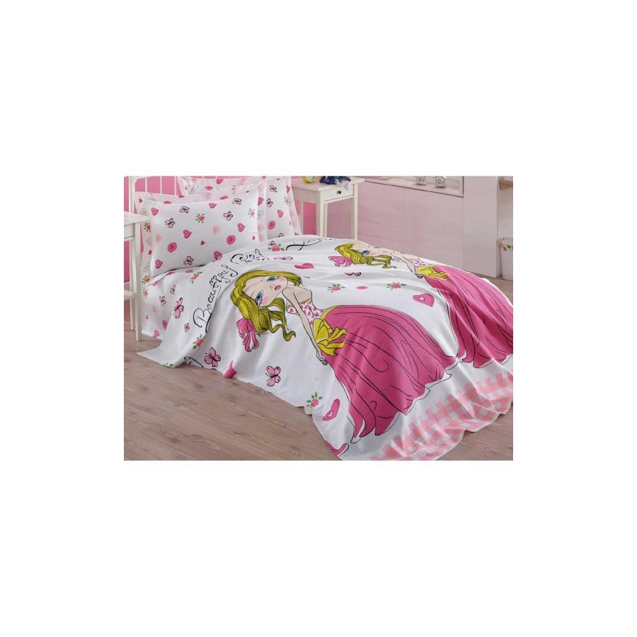 

Покрывало пике Eponj Home - Beatiful girl beyaz белый вафельное 160*235