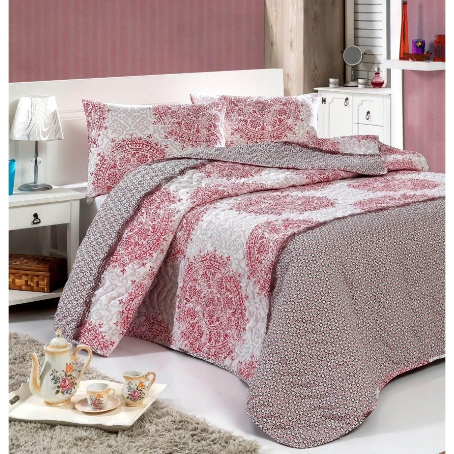 

Покрывало стеганное с наволочкой Eponj Home - Roma fusia фуксия 160*220
