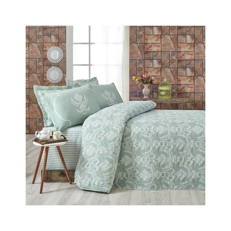 

Покрывало стеганное с наволочкой Eponj Home - Pure suyesil зеленый 160*220
