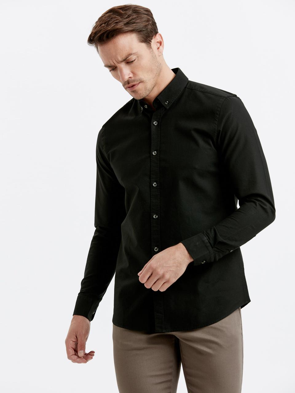 

Мужская рубашка LC Waikiki с пуговицами на воротнике L Черная (LCWShirt -1537-2)