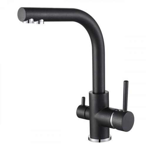 

Змішувач кухонний Aquasanita Akvaduo 2663-601 black metallic чорний металік