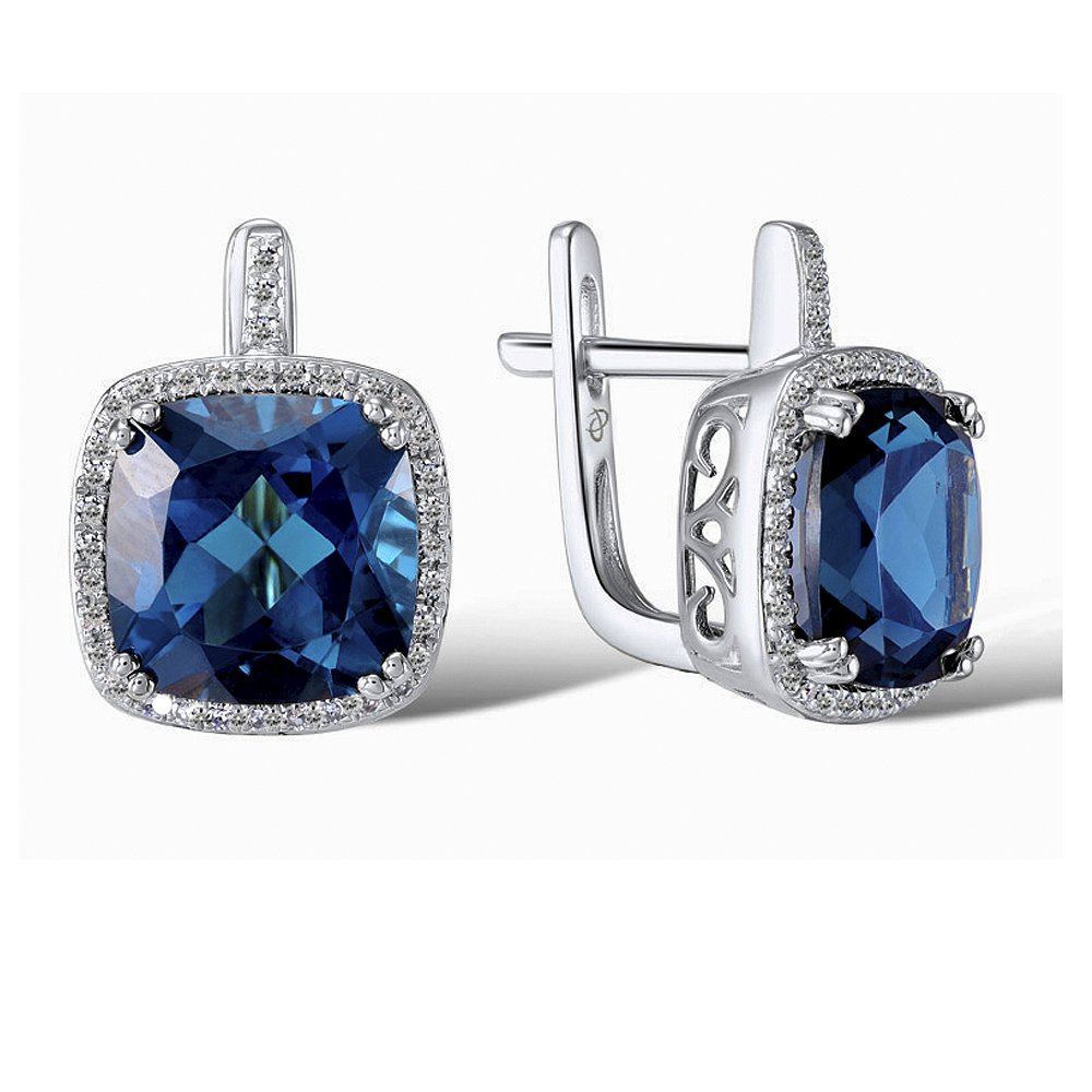 

Серьги из белого золота с бриллиантами и топазами 1552724