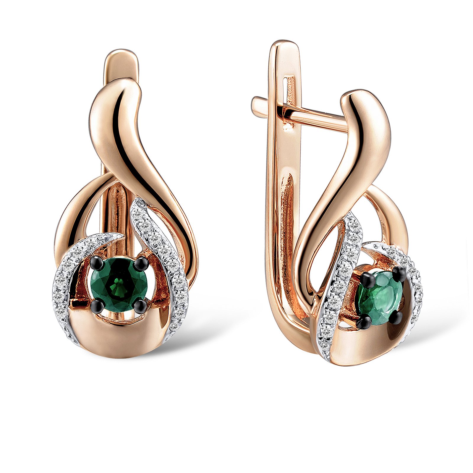 

Серьги из красного золота с бриллиантами и изумрудами 1554699