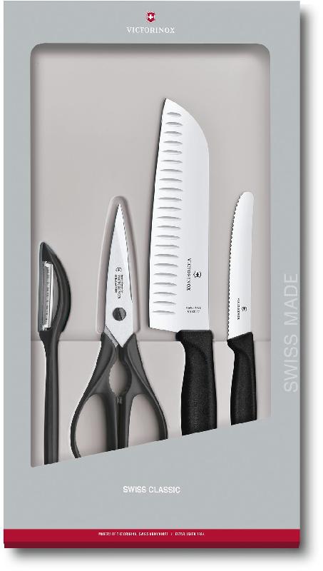 

Набор кухонный SwissClassic Kitchen Set 4шт с черн. ручкой (2 ножа, ножницы, овощечистка) (GB) Victorinox Vx67133.4G