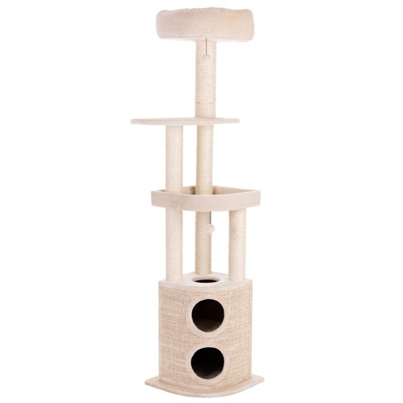 

Игровой комплекс для котов Tall tower с домиком для кошки и когтеточкой кремовый