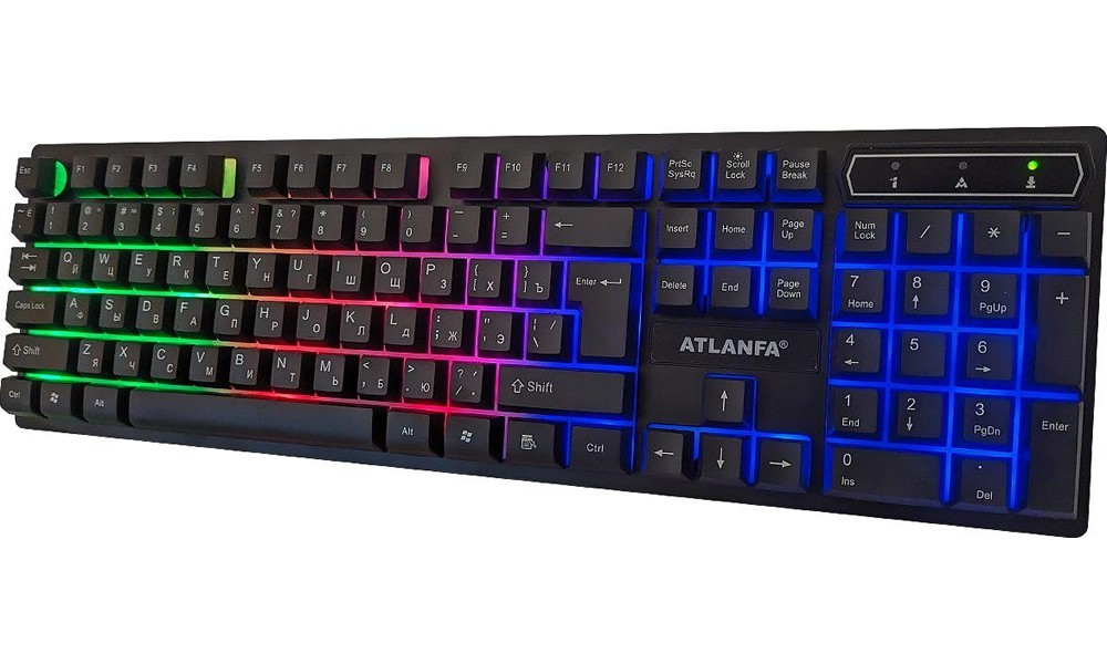 

Клавиатура игровая проводная с подсветкой ENG/RU Atlanfa AT-6300 Lendslides (KR-6300) черная