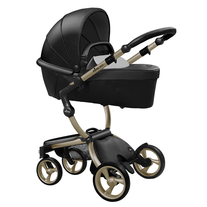 

Коляска Mima Xari black шаcси champagne strarter pack stone white