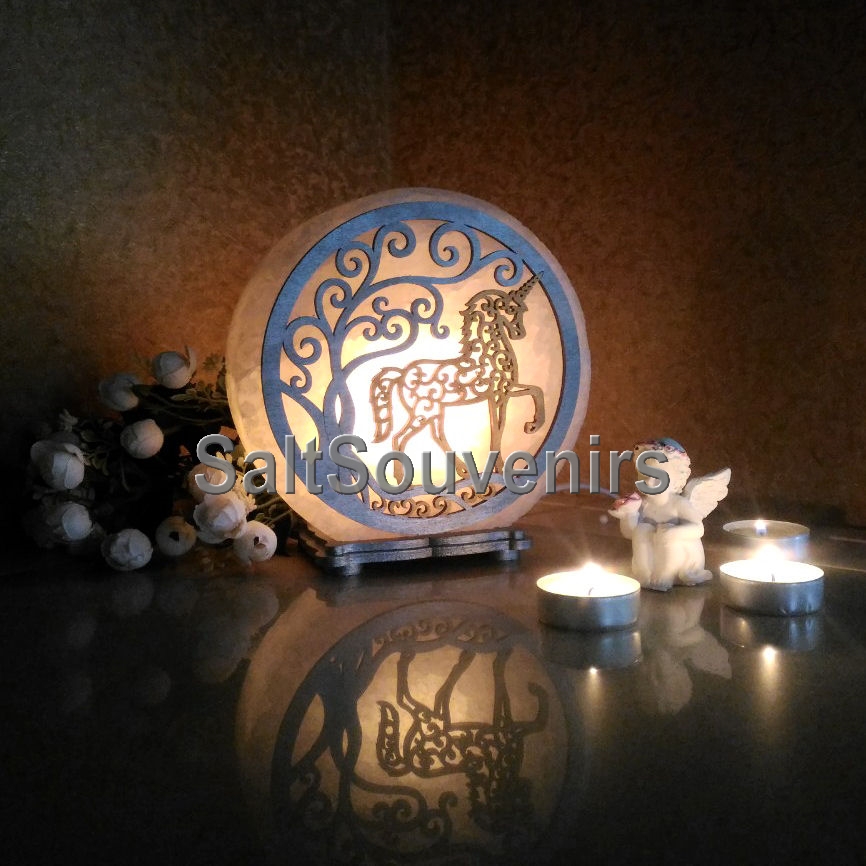 

Соляной светильник EcoDecorLamp круглый Единорог цветной