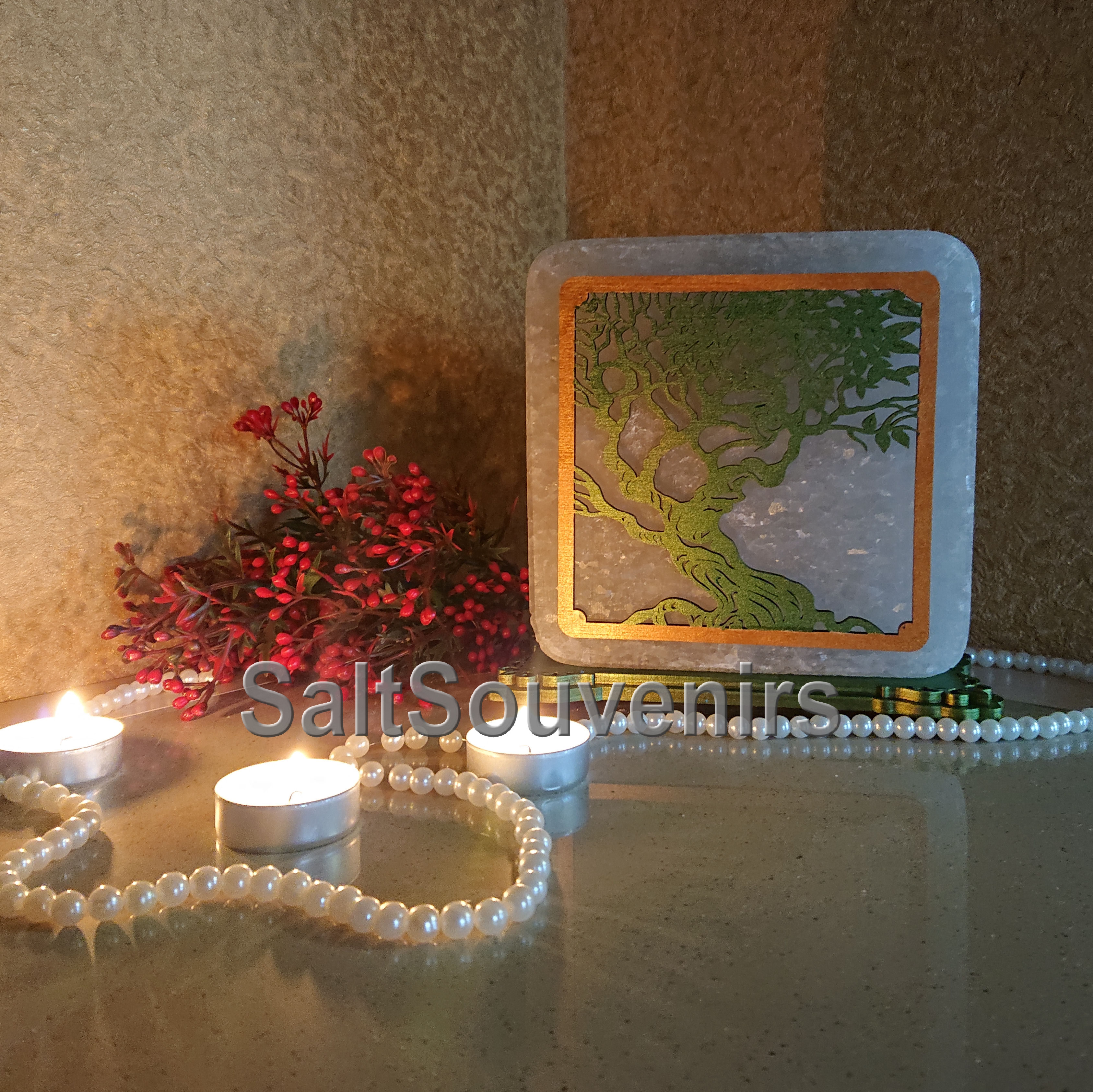 

Соляной светильник EcoDecorLamp квадратный Дерево цветной
