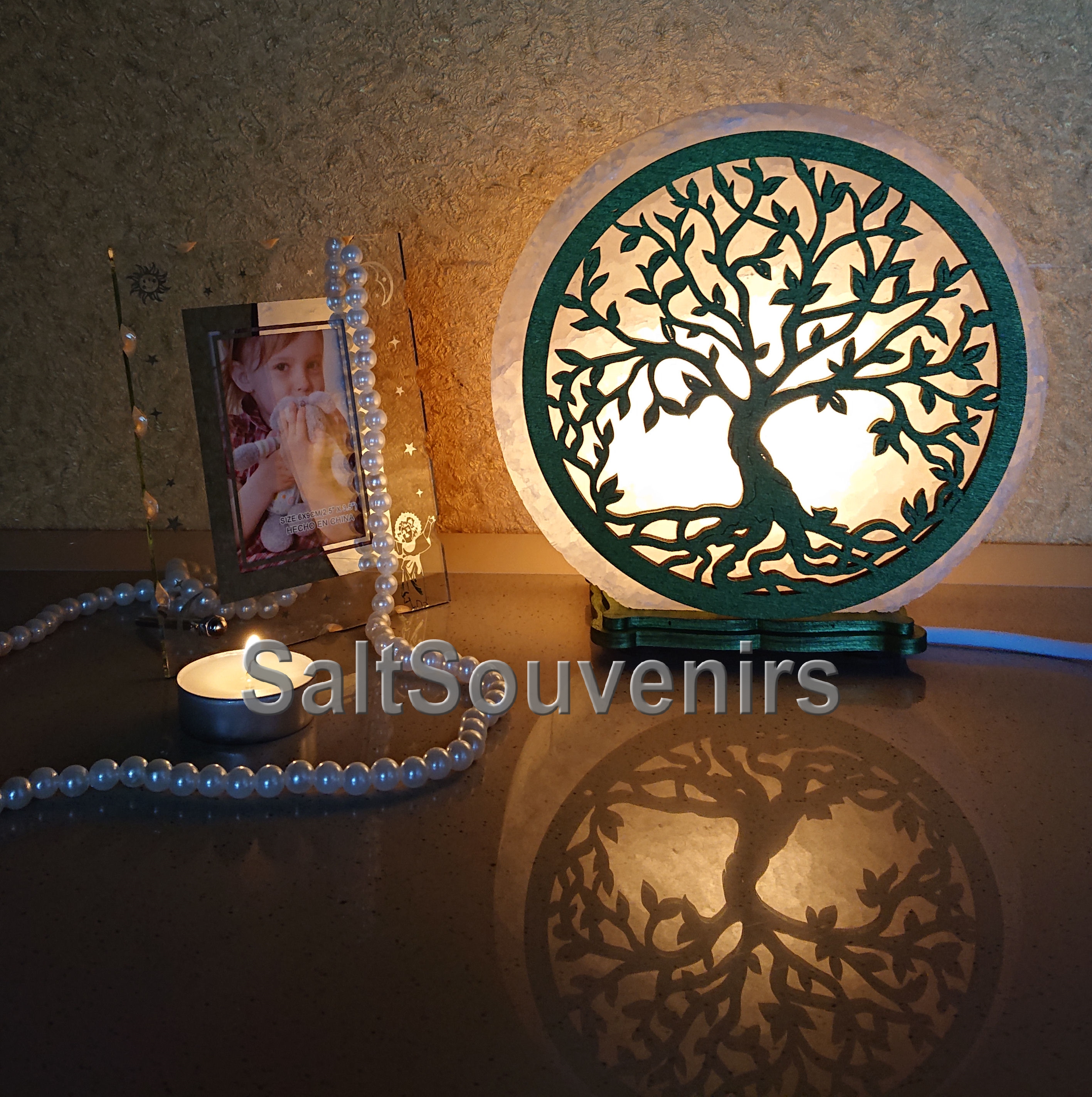

Соляной светильник EcoDecorLamp круглый Фламинго цветной