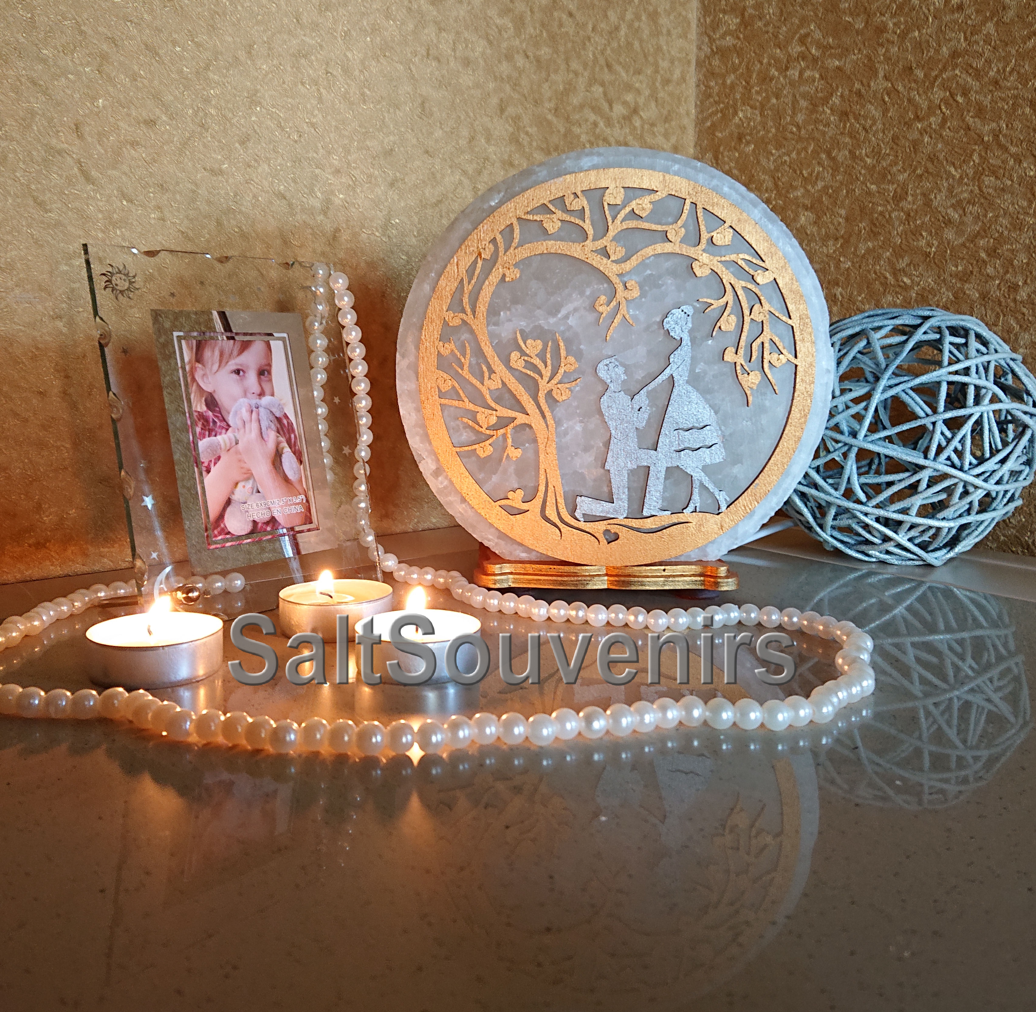 

Соляной светильник EcoDecorLamp круглый Любовь цветной
