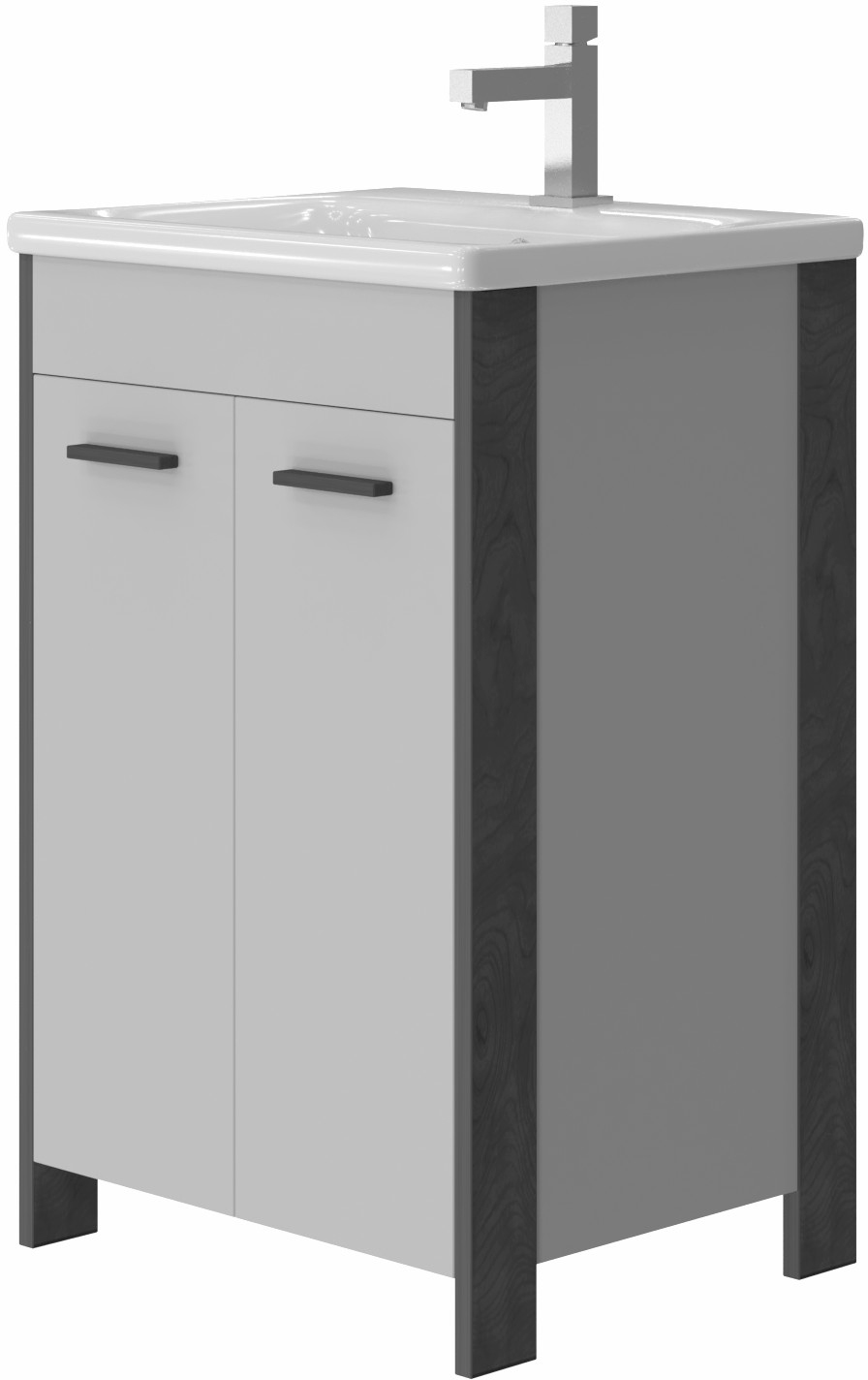 

Тумба JUVENTA Brooklyn Br-55 серая с умывальником Soft-55