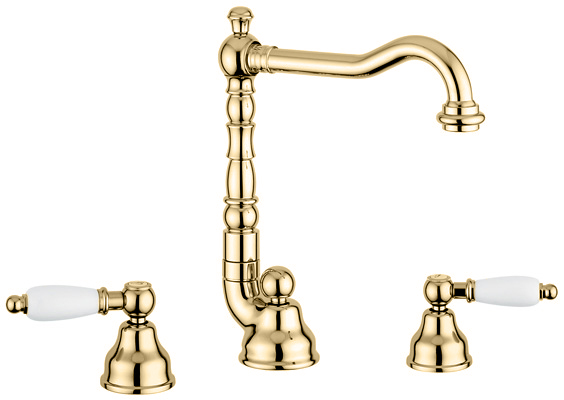 

Смеситель для умывальника Emmevi Deco Сeramica OR121643 на 3 отверстия (золото)