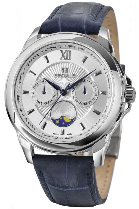 

Мужские наручные часы Seculus 1004G.4.706 white, ss, blue leather