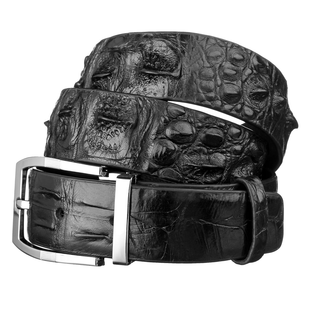 

Ремень мужской CROCODILE LEATHER 18008 из натуральной кожи крокодила Черный
