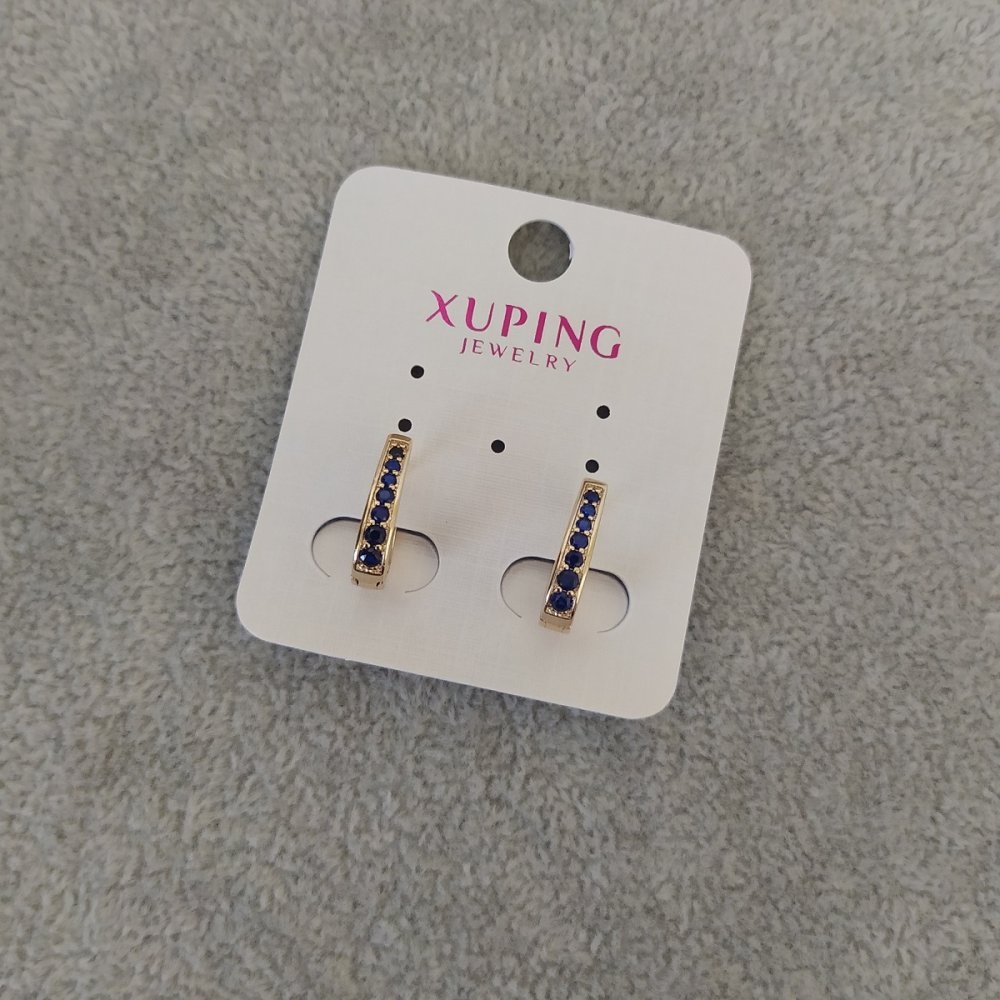 

Серьги Xuping с синими камнями 3х14мм Позолота 18К, ida18683