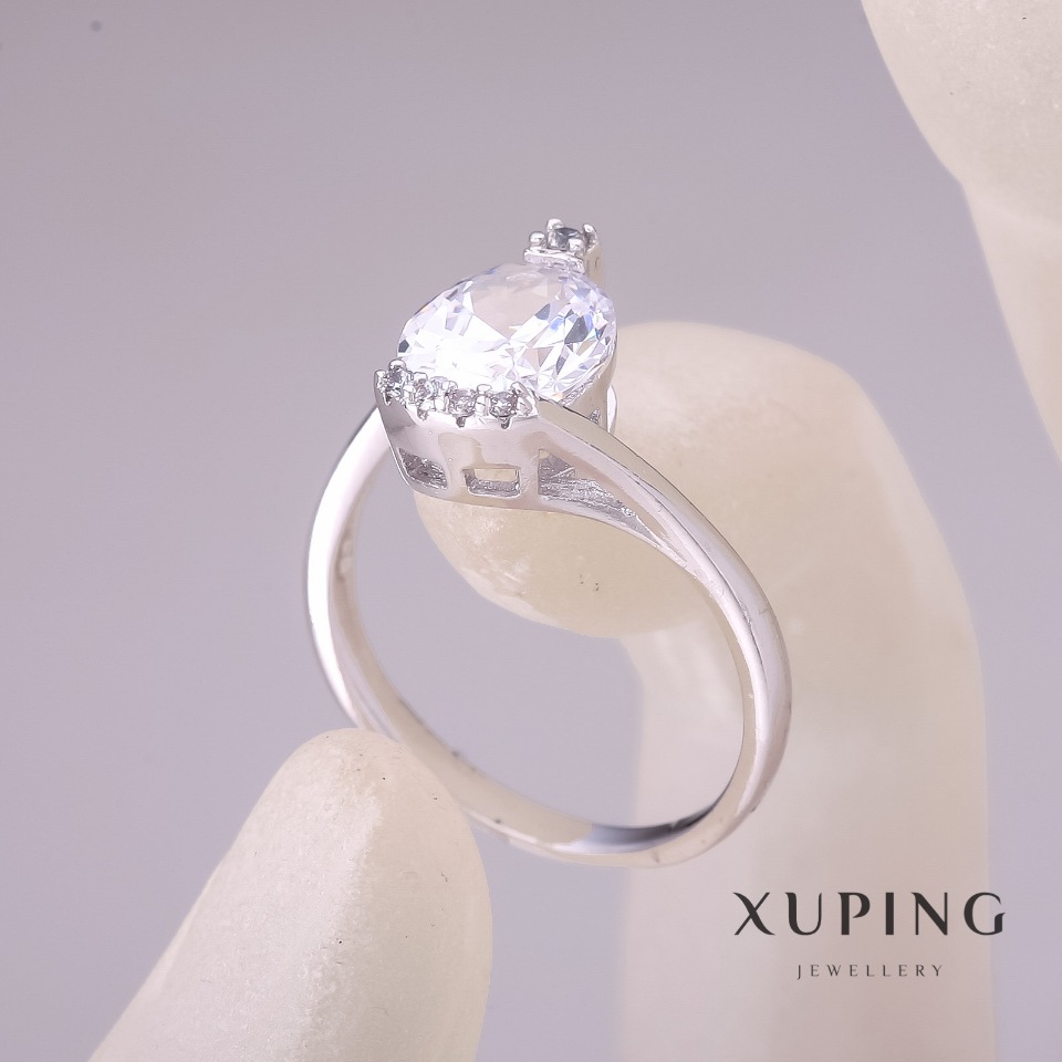 

Кольцо Xuping с белым камнем 13х8мм родий, размеры 19,20, размер 2, ida28371