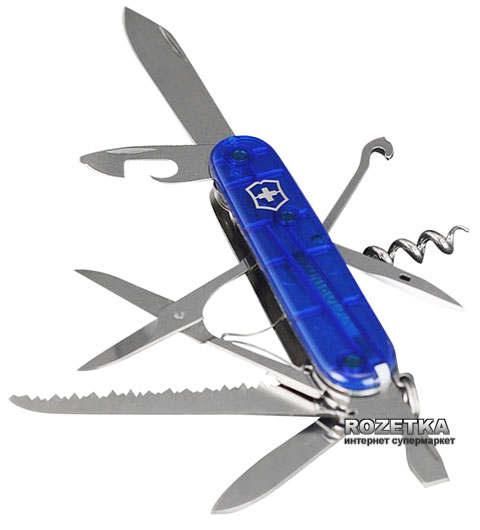 Акция на Швейцарский нож Victorinox Huntsman Blue Transpanent (1.3713.T2) от Rozetka UA