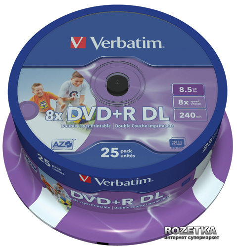 

DVD+R 8,5 GB DL 8x Printable Cake 25 шт