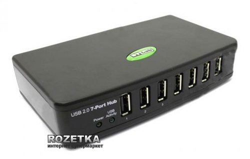 

USB 2.0 7-ми портовий Хаб з блоком живлення STLab (U-340 Black))