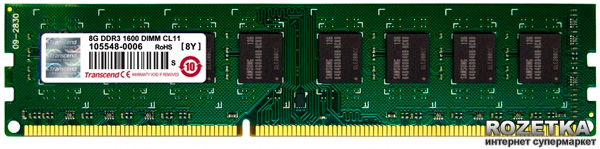 

Оперативная память Transcend DIMM DDR3-1600 8192MB PC3-12800 (TS1GLK72V6H)