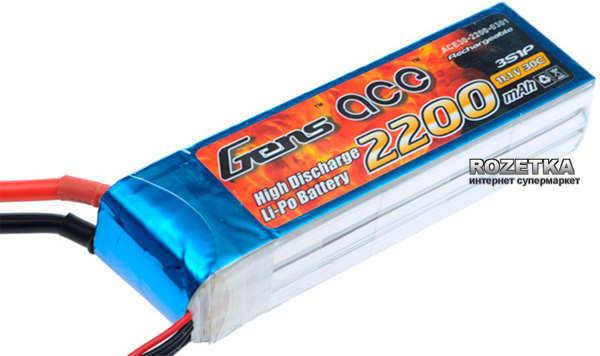 

Аккумулятор Gens Ace Li-Po 11.1V 2200 mAh 3S1P 30C (B-30C-2200-3S1P)