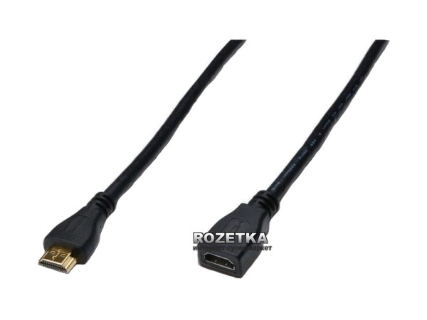 Акция на Кабель Digitus HDMI High speed + Ethernet (AM/AF) 3 м Black (AK-330201-030-S) от Rozetka UA