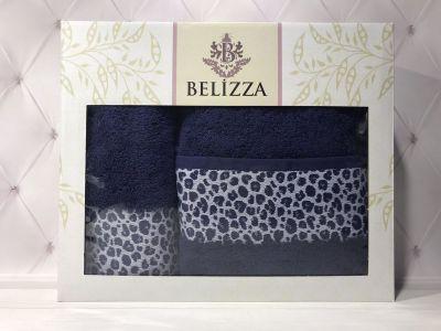 

Подарочный набор полотенец лицо + баня BELIZZA leopar dark blue