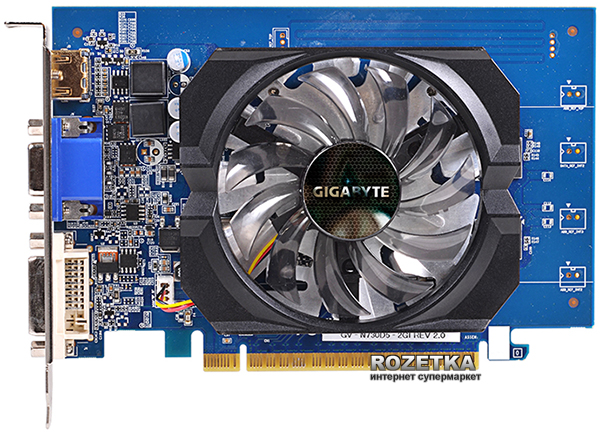 

Gigabyte PCI-Ex GeForce GT 730 2048MB GDDR5 (64bit) (902/5000) (DVI, HDMI, D-Sub) (GV-N730D5-2GI)