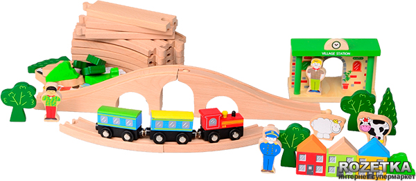 Конструктор - деревянный паровоз с вагоном