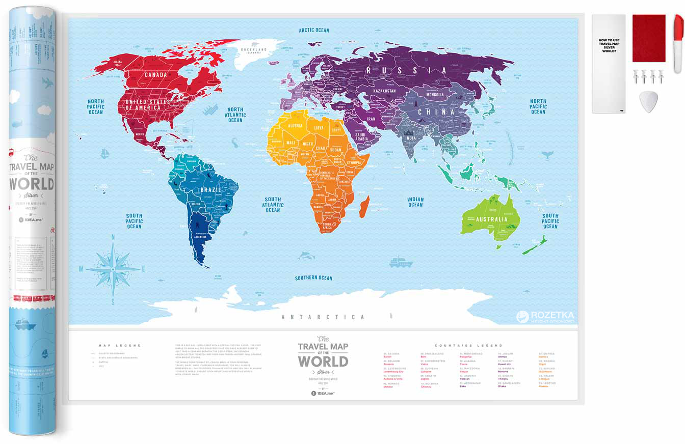 

Скретч-карта мира 1DEA.me Travel Map Silver (SW)