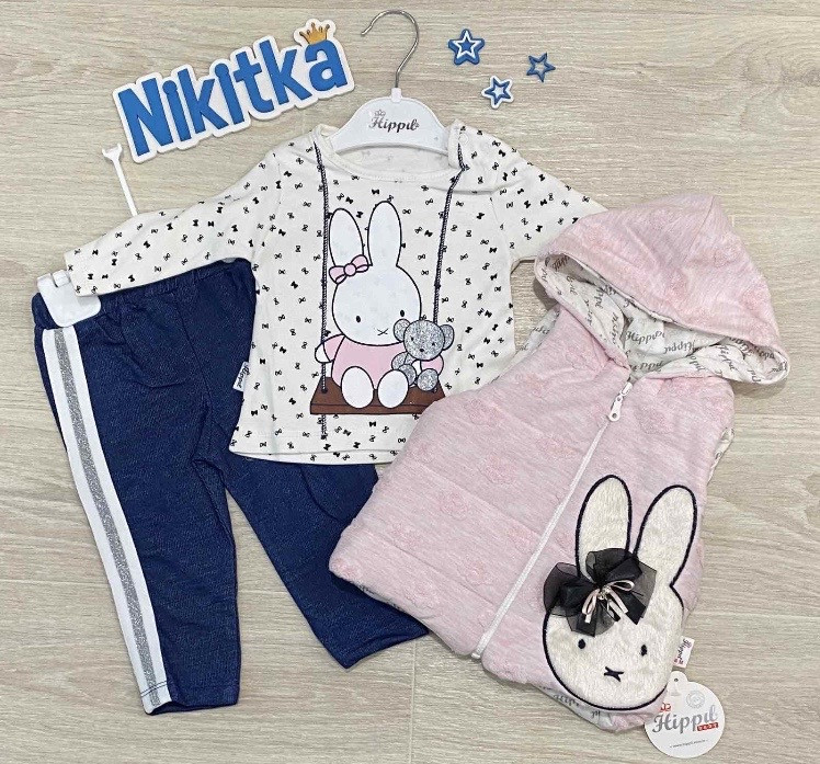

Детский костюм тройка для девочки Hipple baby Турция SF-080 розовый 68