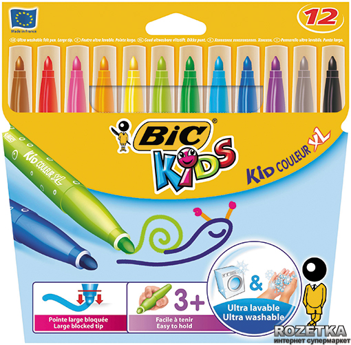 Фломастеры BIC Kid Coleour XL 12 цветов 12 шт (3270220075516)
