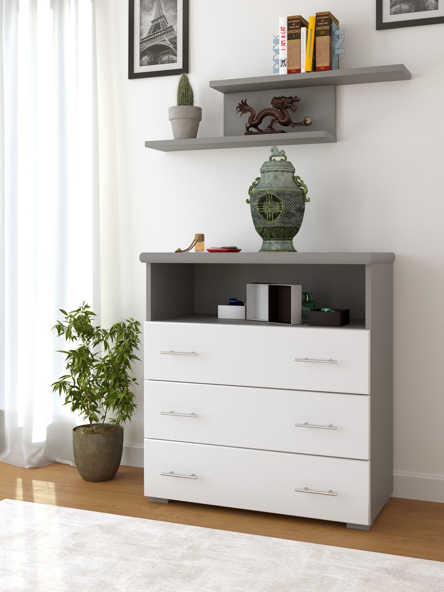 

Комод Arbordrev Эксклюзив 3Ш1П сосна Белый с серым