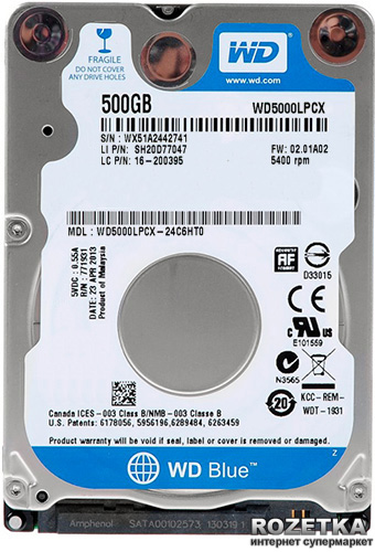 

Жесткий диск WD 2.5" 500GB (WD5000LPCX)