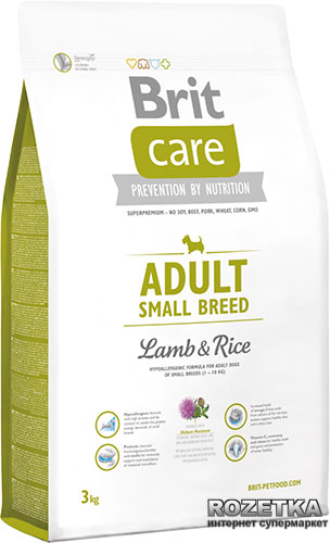 

Сухой корм для взрослых собак мелких пород Brit Care Adult Small Breed Lamb & Rice 3 кг