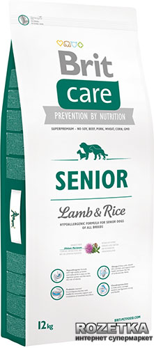 

Сухой корм для пожилых собак всех пород Brit Care Senior All Breed Lamb & Rice 12 кг (8595602510009)