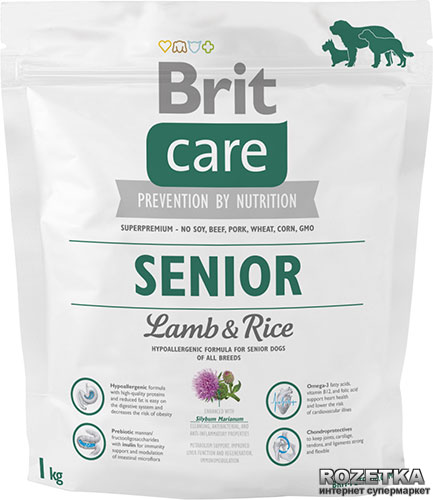 

Сухой корм для пожилых собак всех пород Brit Care Senior All Breed Lamb & Rice 1 кг (8595602510023)