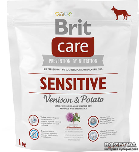 

Сухой корм гипоаллергенный с олениной для собак всех пород Brit Care Sensitive All Breed 1 кг