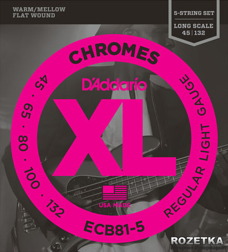 

D'Addario ECB81-5 XL Chromes Flat Wound Bass 5 Light (45-132)