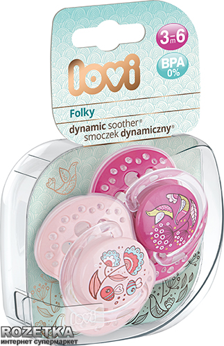 

Пустышка силиконовая Lovi Folky Динамическая 3- 6 мес 2 шт (22/842girl)