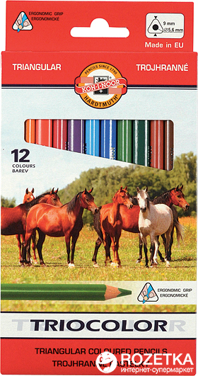 

Карандаши цветные Koh-i-Noor Triocolor Jumbo Horses 12 цветов (3142)